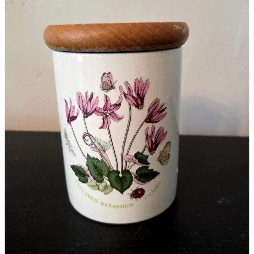 Portmeirion Botanic Garden Canister w/ Lid Cyclamen Repandum 4.5''